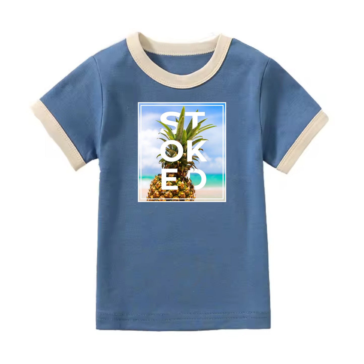 STOKED Pineapple - Retro Ringer Toddler Tee image 0
