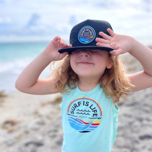 Surf Is Life Black Trucker Hat image 1