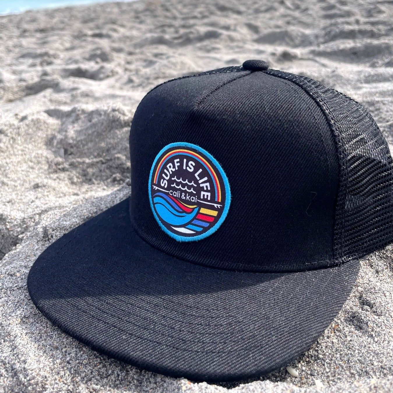 Surf Is Life Black Trucker Hat image 2