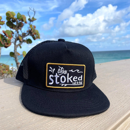 Stay Stoked Black Trucker Hat image 1