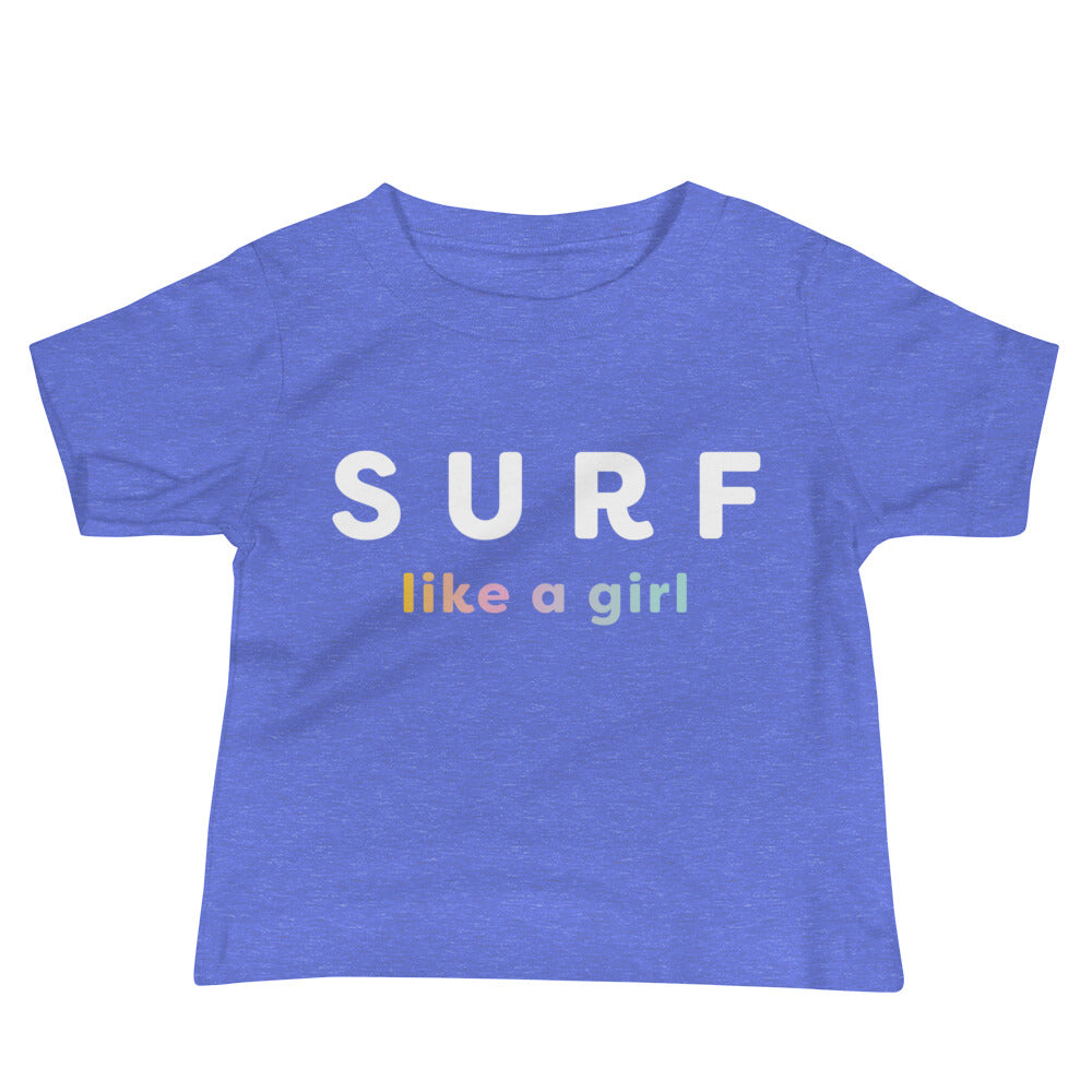 Surf Like A Girl Baby Tee image 1