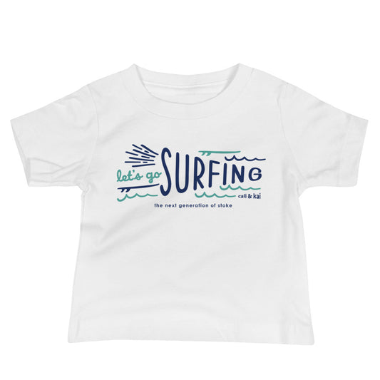 Let's Go Surfing Baby Tee - Navy image 1
