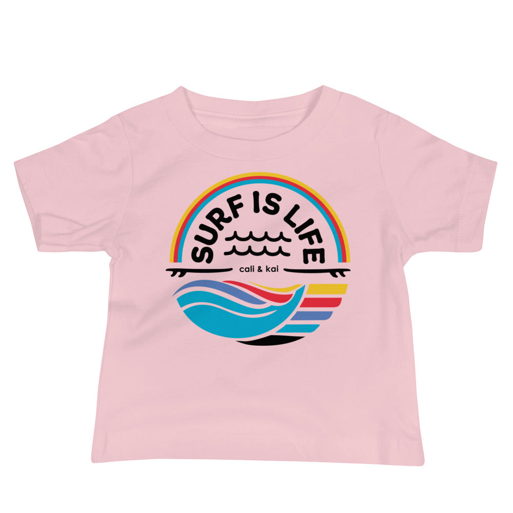 Surf Is Life - Baby Tee - black text image 1