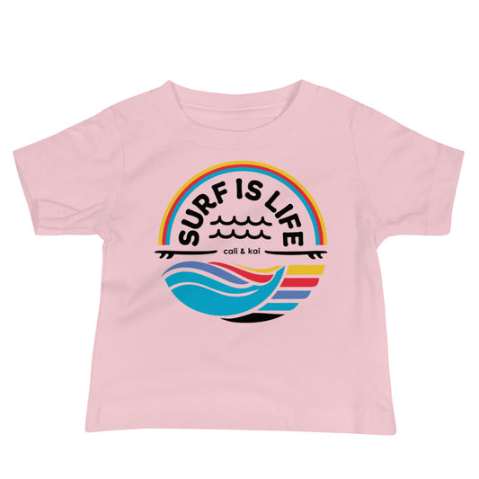Surf Is Life - Baby Tee - black text image 1