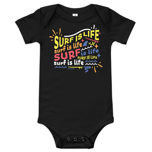 Surf Is Life Collage - Bodysuit - navy image 1