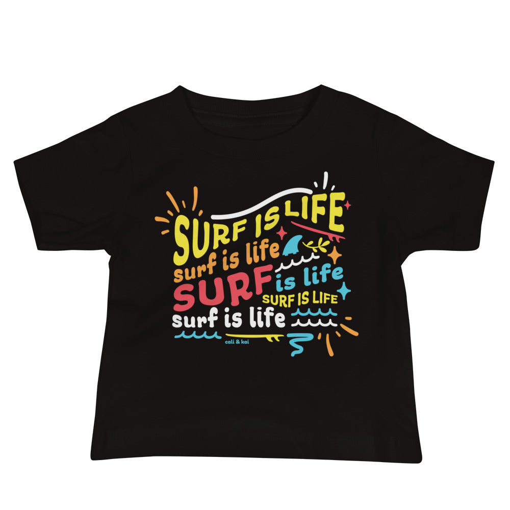 Surf Is Life Collage - Baby Tee -turquoise image 1