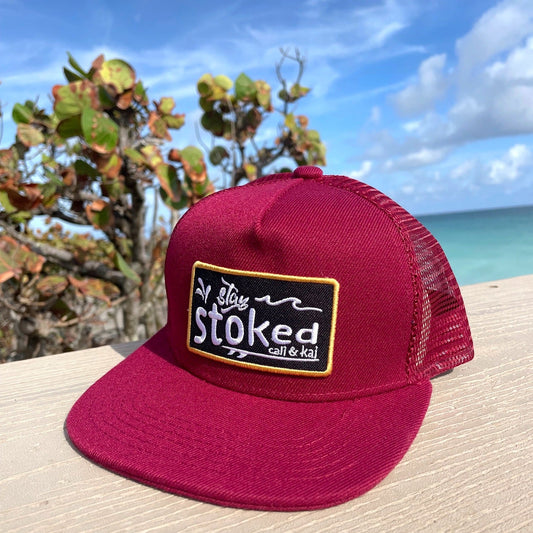 Stay Stoked Maroon Trucker Hat image 0