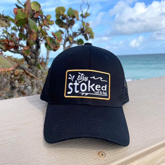 Adult Stay Stoked Black Trucker Hat image 1