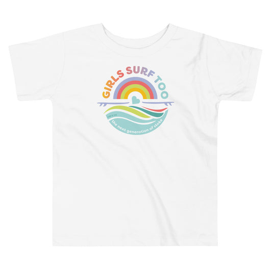 Girls Surf Too Toddler Tee image 0