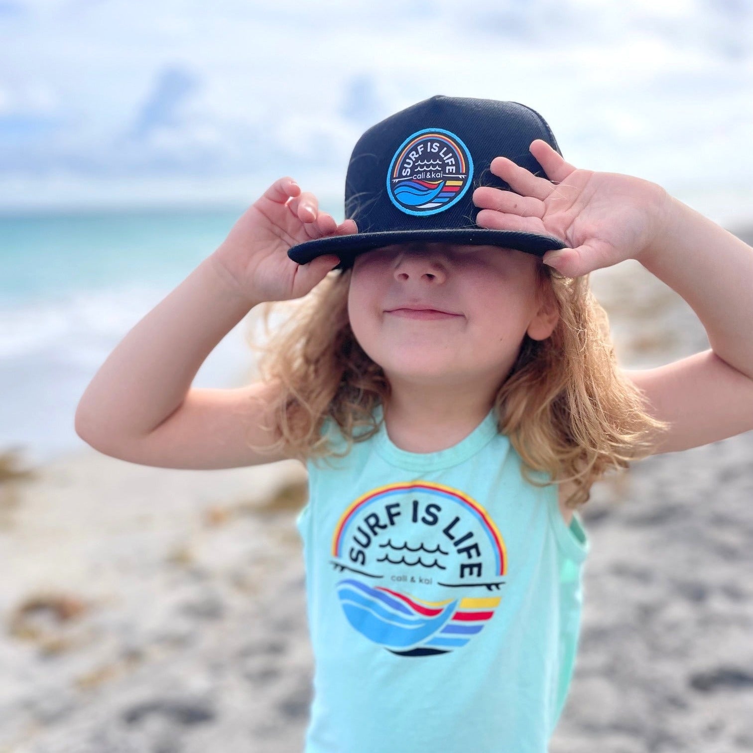 Surf Is Life Black Trucker Hat image 1