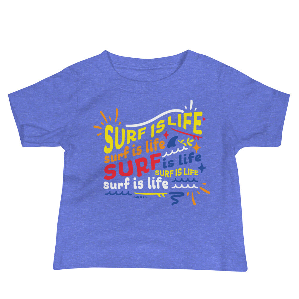 Surf Is Life Collage - Baby Tee - navy image 1