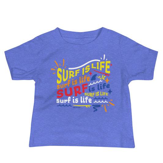 Surf Is Life Collage - Baby Tee - navy image 1