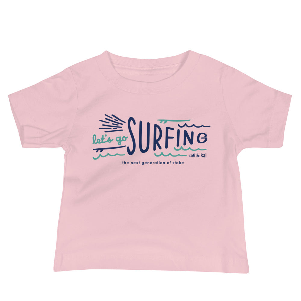 Let's Go Surfing Baby Tee - Navy image 0