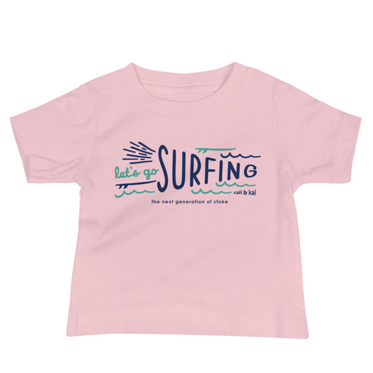 Let's Go Surfing Baby Tee - Navy image 0