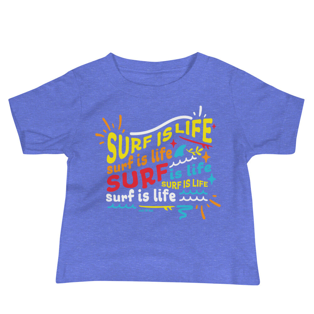 Surf Is Life Collage - Baby Tee -turquoise image 0