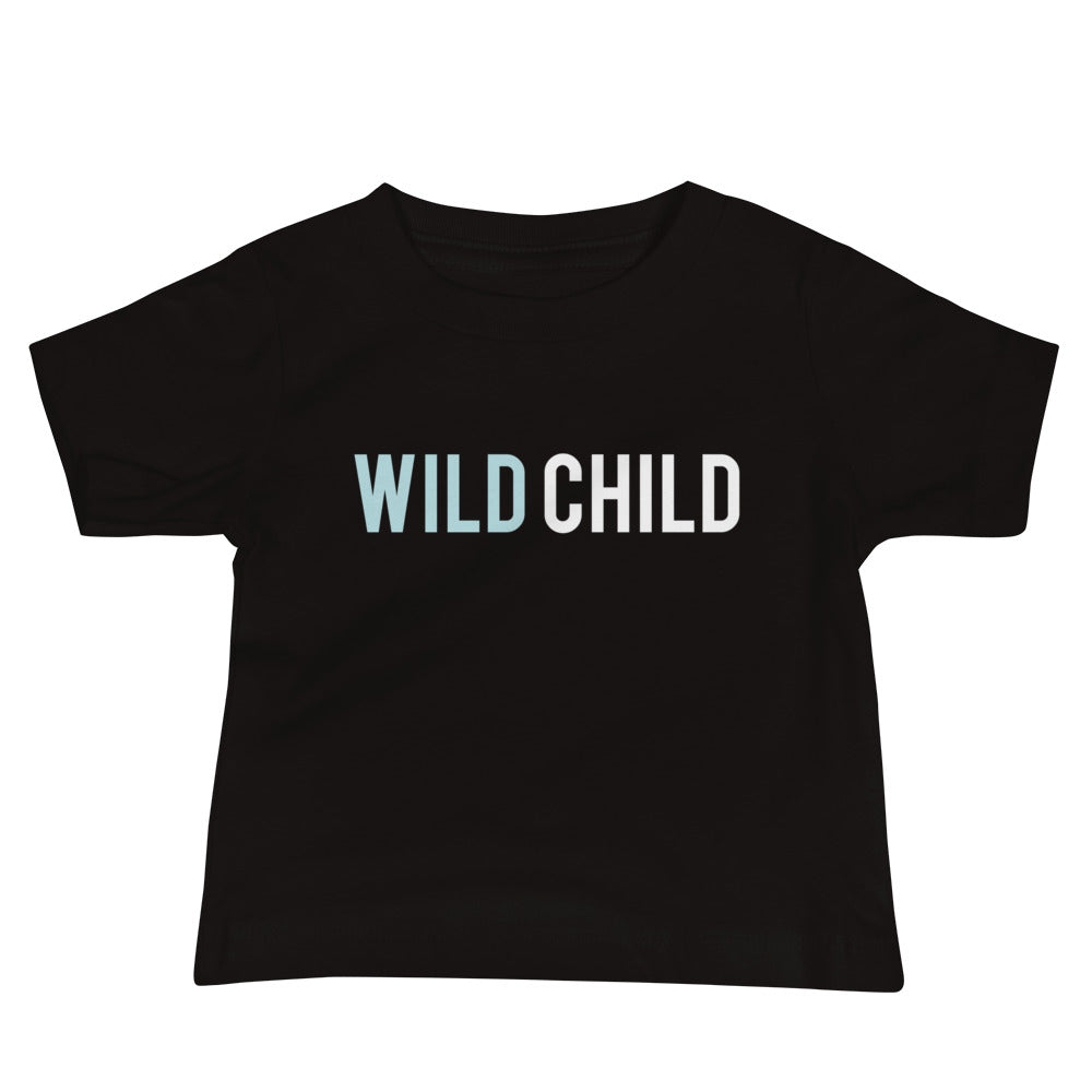 Wild Child Blue Text Baby Tee image 1