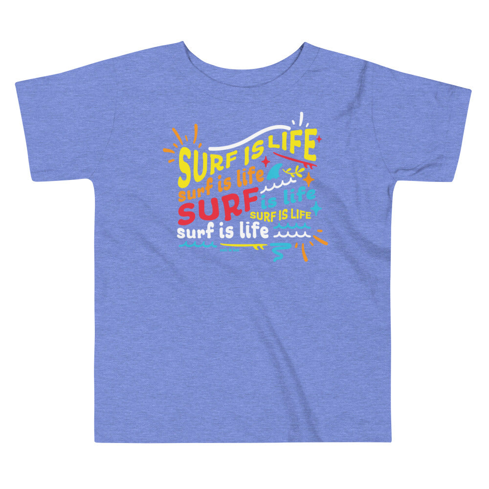 Surf Is Life Collage - Toddler Tee -Turquoise image 1
