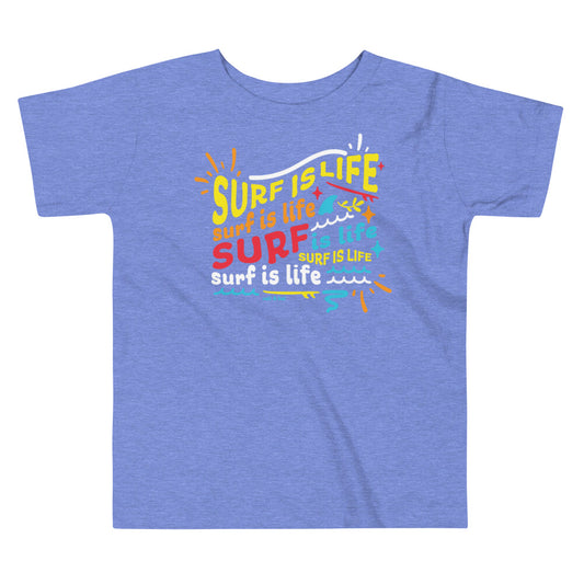 Surf Is Life Collage - Toddler Tee -Turquoise image 1