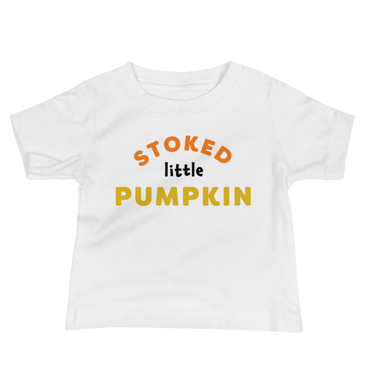 Stoked Little Pumpkin Baby Tee White image 0