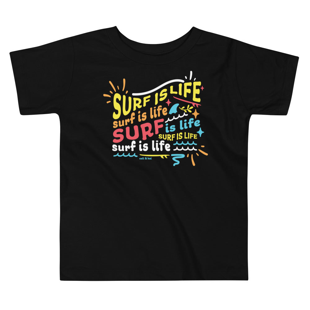 Surf Is Life Collage - Toddler Tee -Turquoise image 0