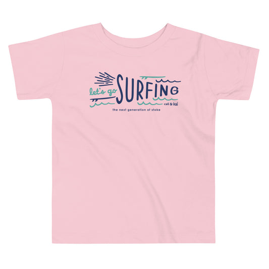 Let's Go Surfing Toddler Tee - Navy image 1