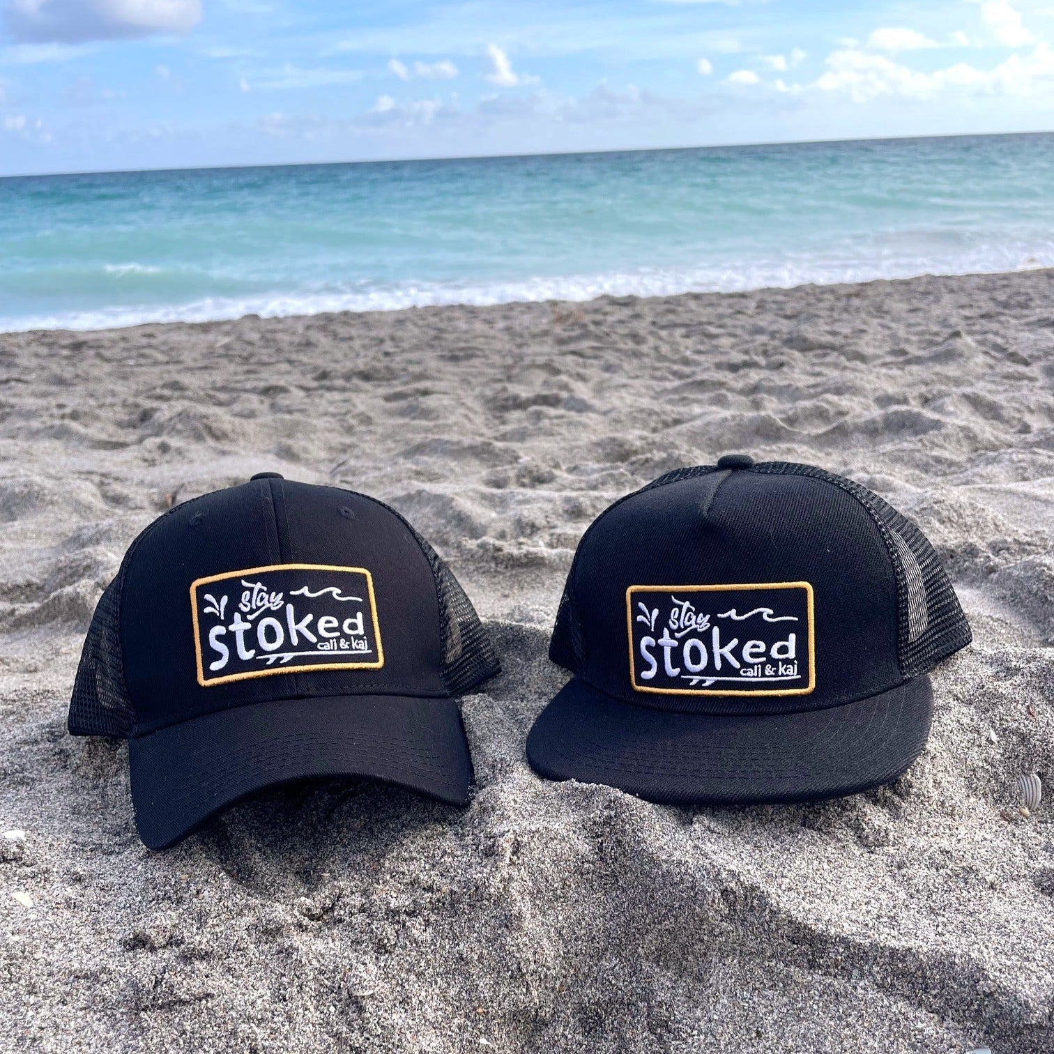 Adult Stay Stoked Black Trucker Hat image 2