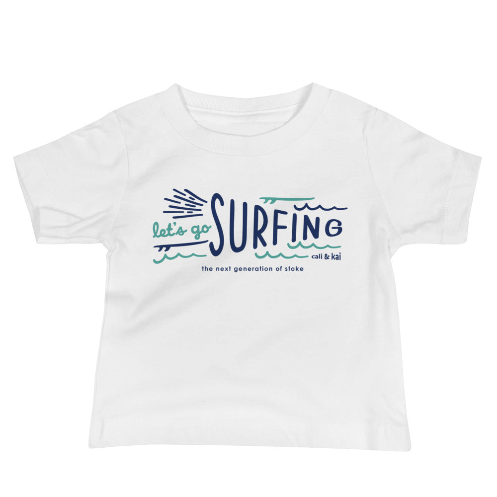 Let's Go Surfing Baby Tee - Navy image 1