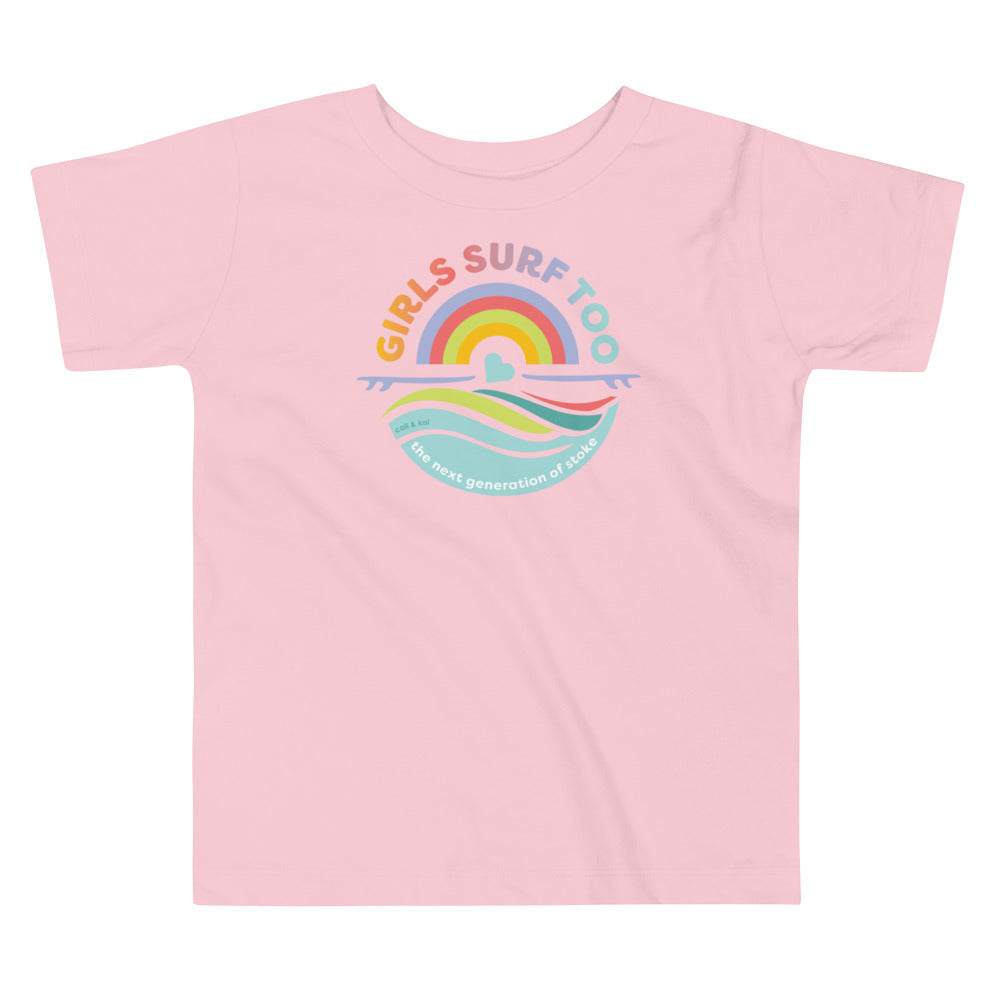 Girls Surf Too Toddler Tee image 1