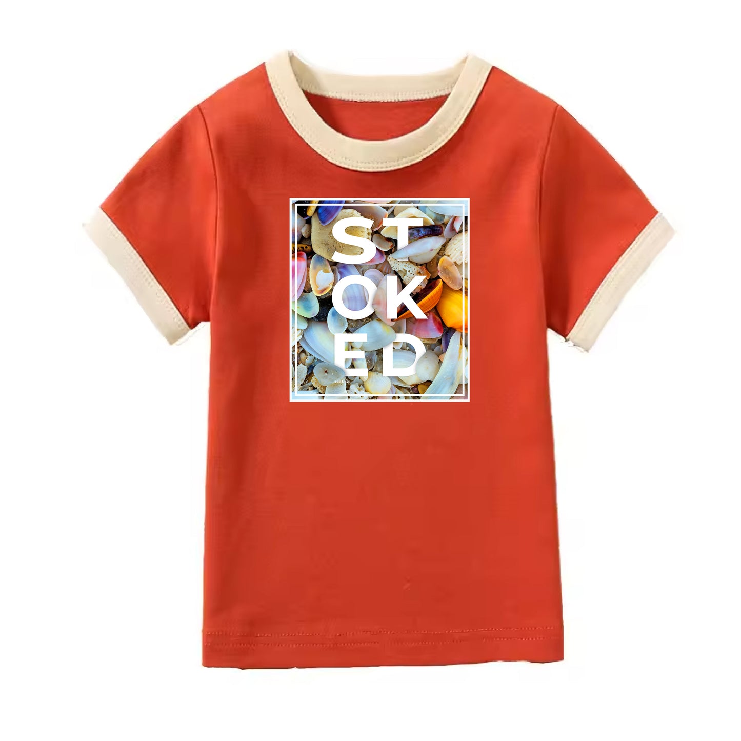 STOKED Shells - Retro Ringer Toddler Tee image 0