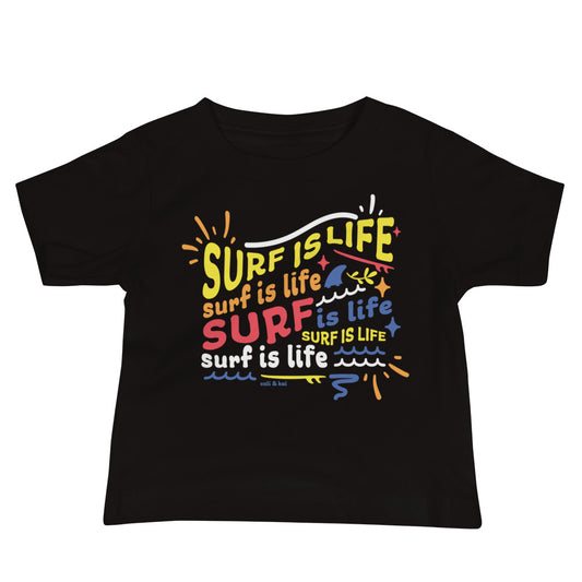Surf Is Life Collage - Baby Tee - navy image 0