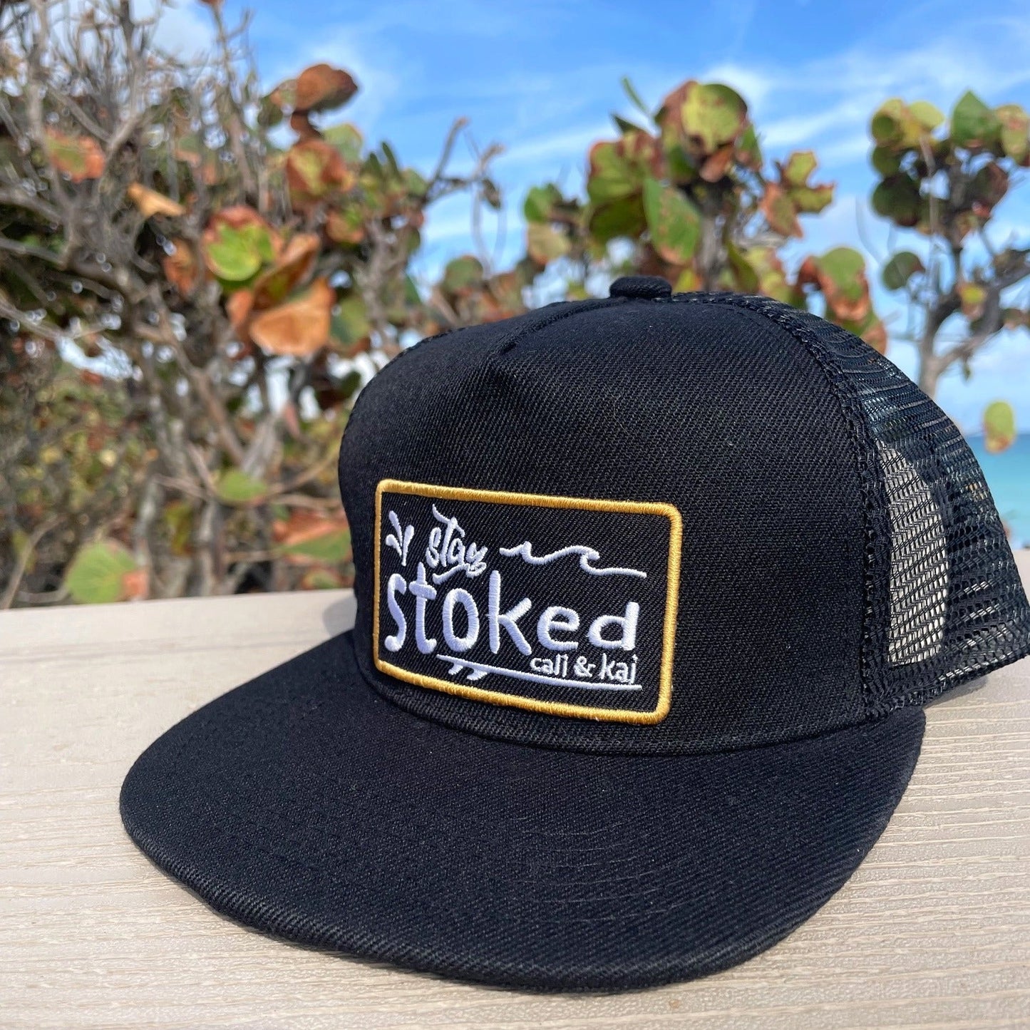 Stay Stoked Black Trucker Hat image 2