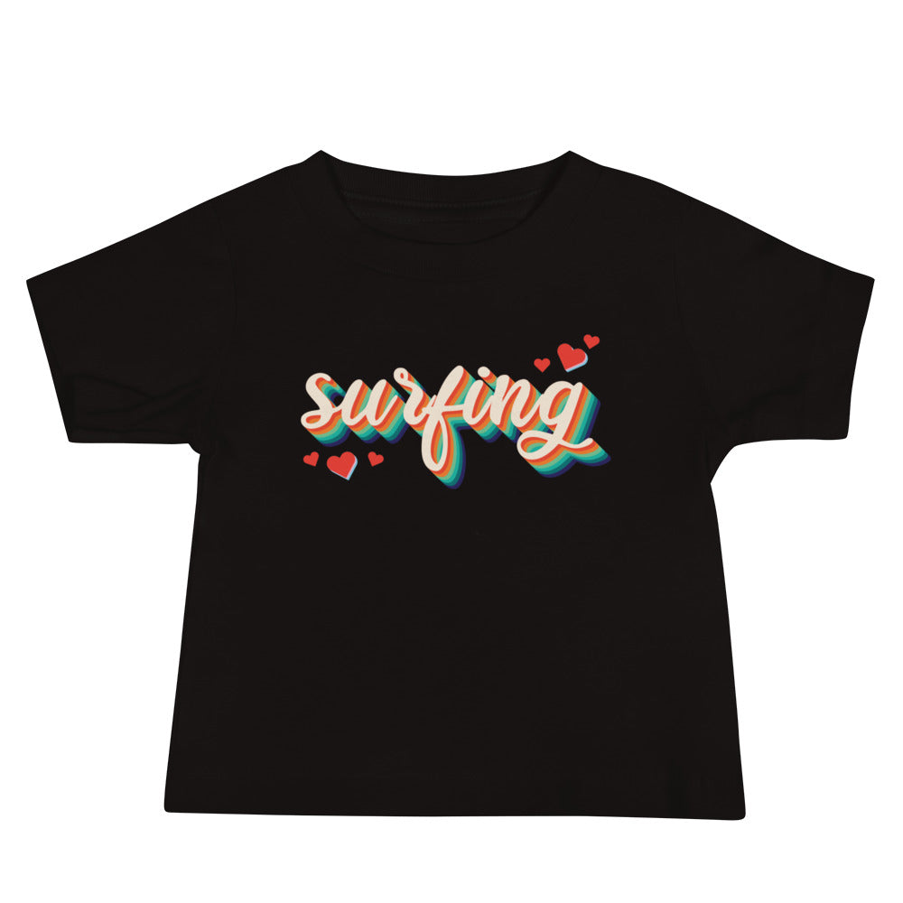 Surfing Love Retro Baby Tee image 0