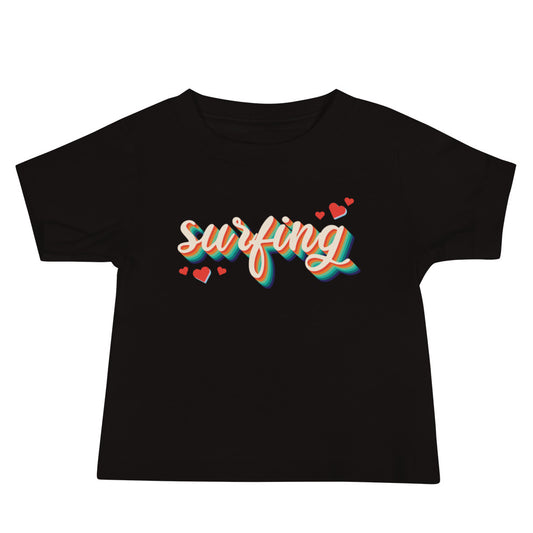 Surfing Love Retro Baby Tee image 0