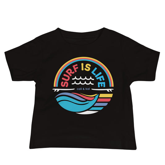 Surf Is Life - Baby Tee - color text image 0