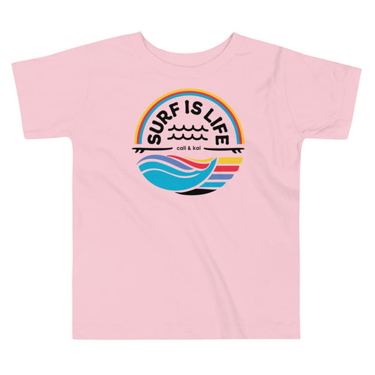 Surf Is Life - Toddler Tee - black text image 1