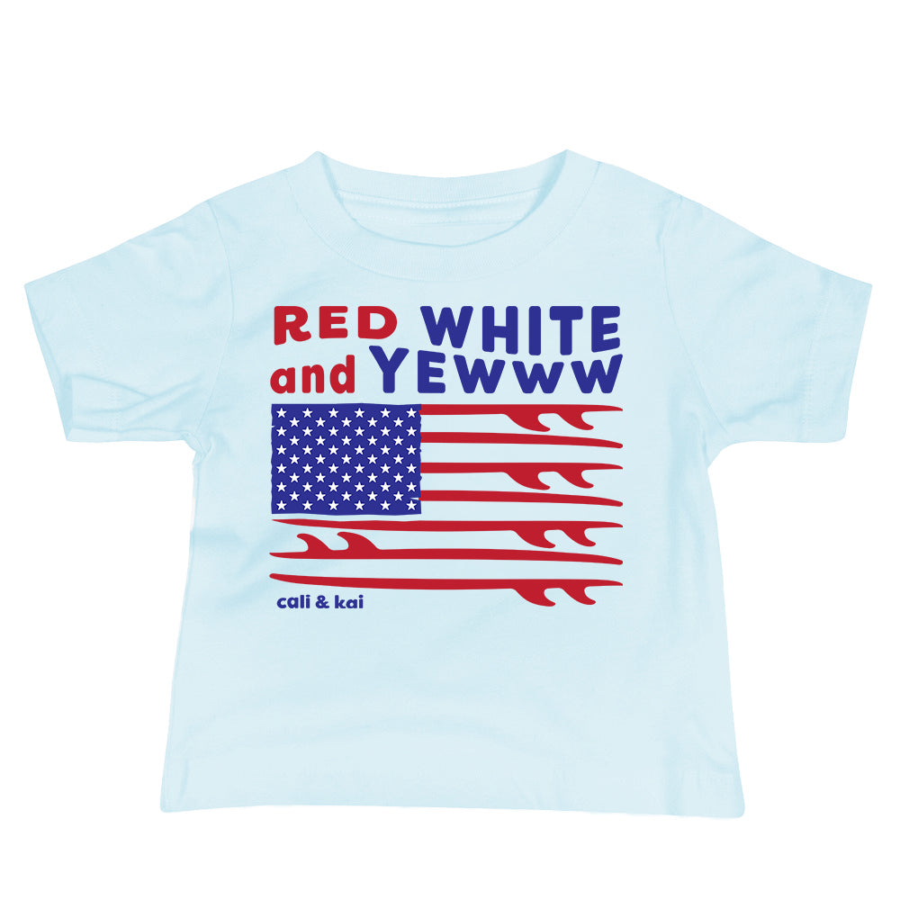 Red White & Yewww American Flag - Baby Tee image 0
