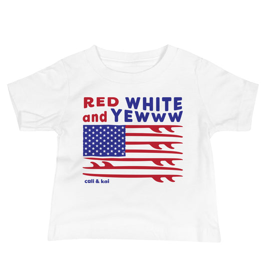 Red White & Yewww American Flag - Baby Tee image 1